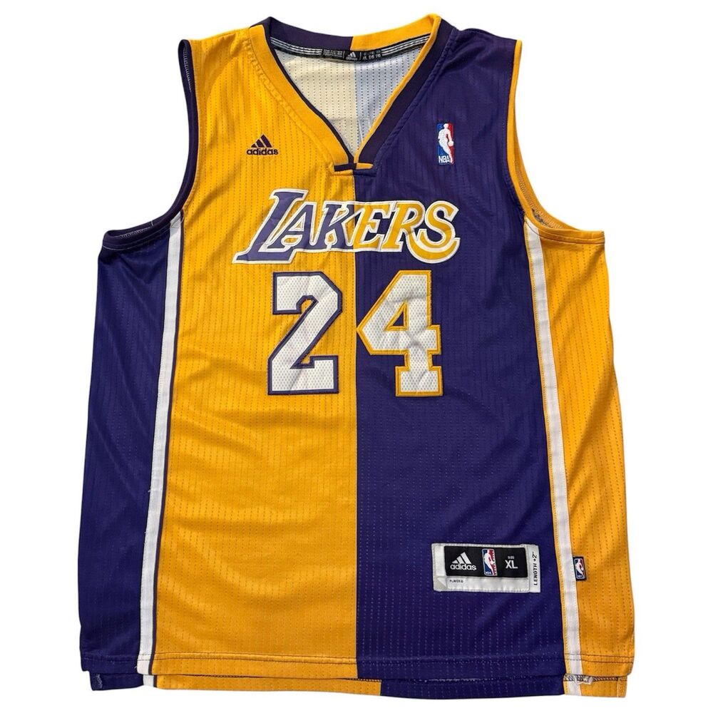 Vintage Adidas NBA Authentics Kobe Bryant Lakers Split Purple Gold Jersey XL +2